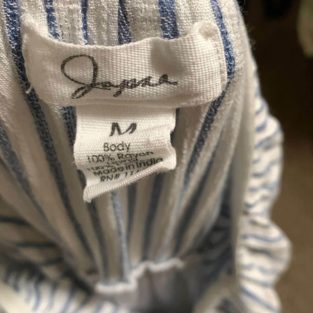 Japna woman size MEDIUM strapless striped blue pinstripe jumpsuit - Picture 4 of 4